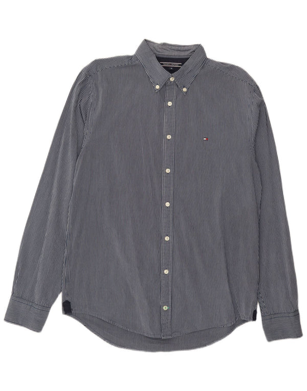 Camicia da uomo Tommy Hilfiger New York Fit Camicia media cotone gessato blu navy