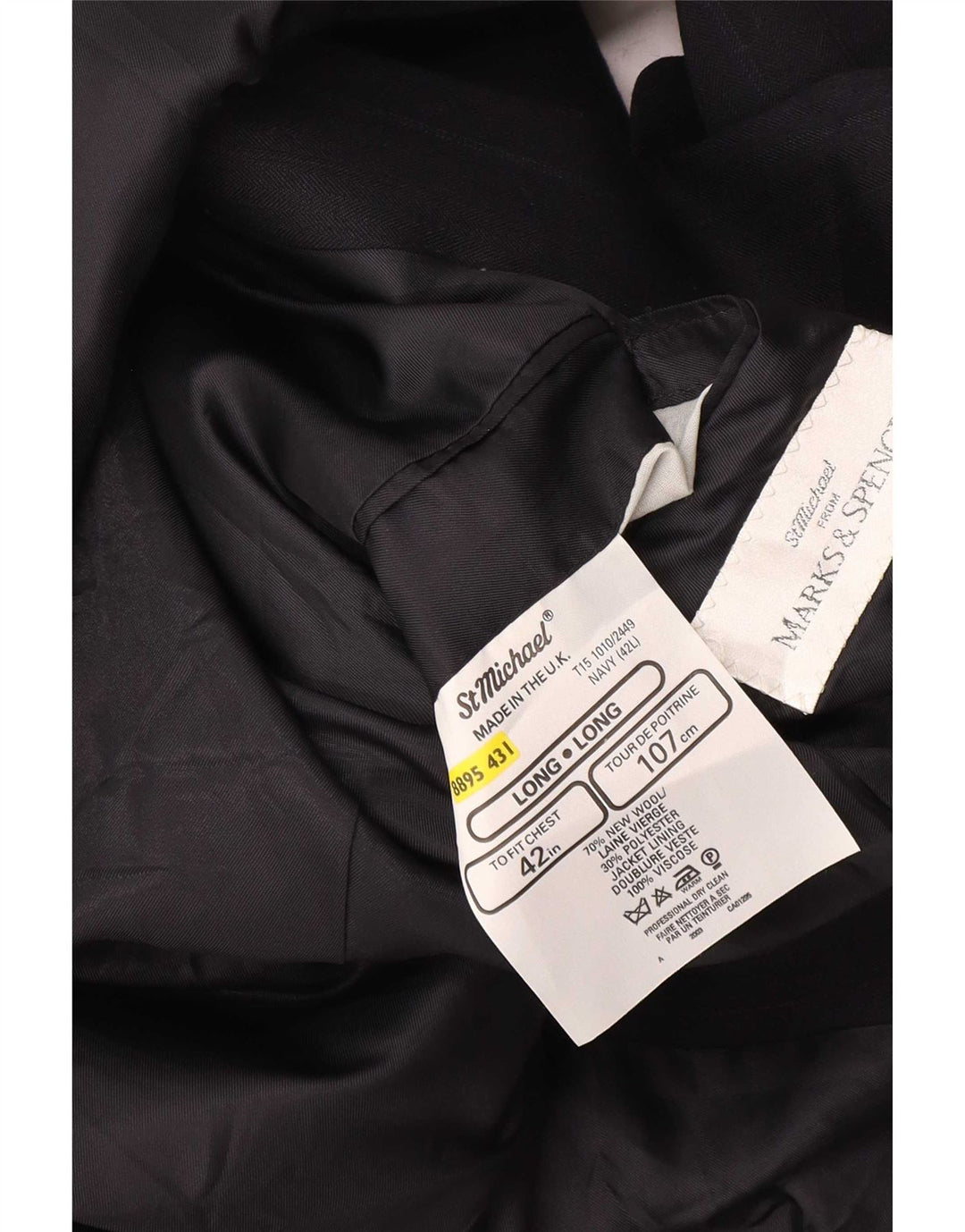 Marks & Spencer Veste blazer longue pour homme UK 42 Large Bleu marine à fines rayures