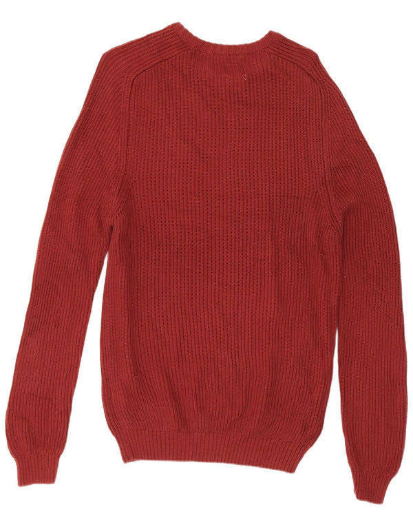 Zara Herre Boat Neck Jumper Sweater Medium Bourgogne Bomuld