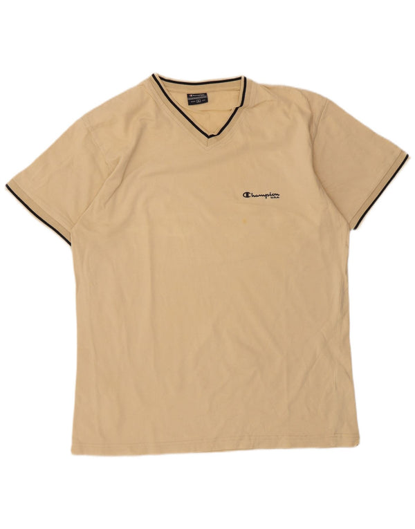 Champion Mens T-Shirt Top XL Beige Cotton