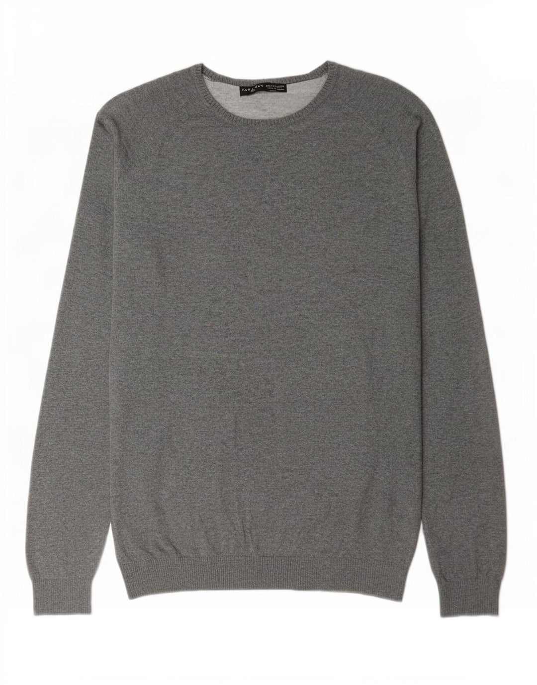 Zara Mens Crew Neck Jumper Sweater XL Grey Cotton