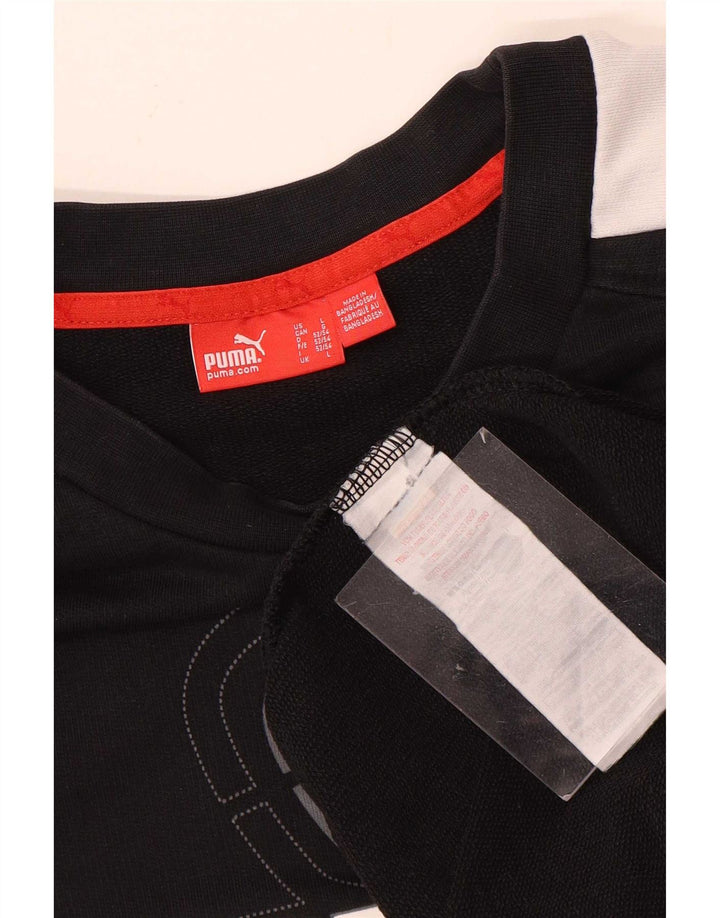 Puma Mens Graphic Sweatshirt Jumper Large Black Colourblock Cotton