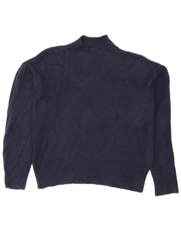 Suéter feminino Marks & Spencer com gola tartaruga Reino Unido 14 médio azul marinho