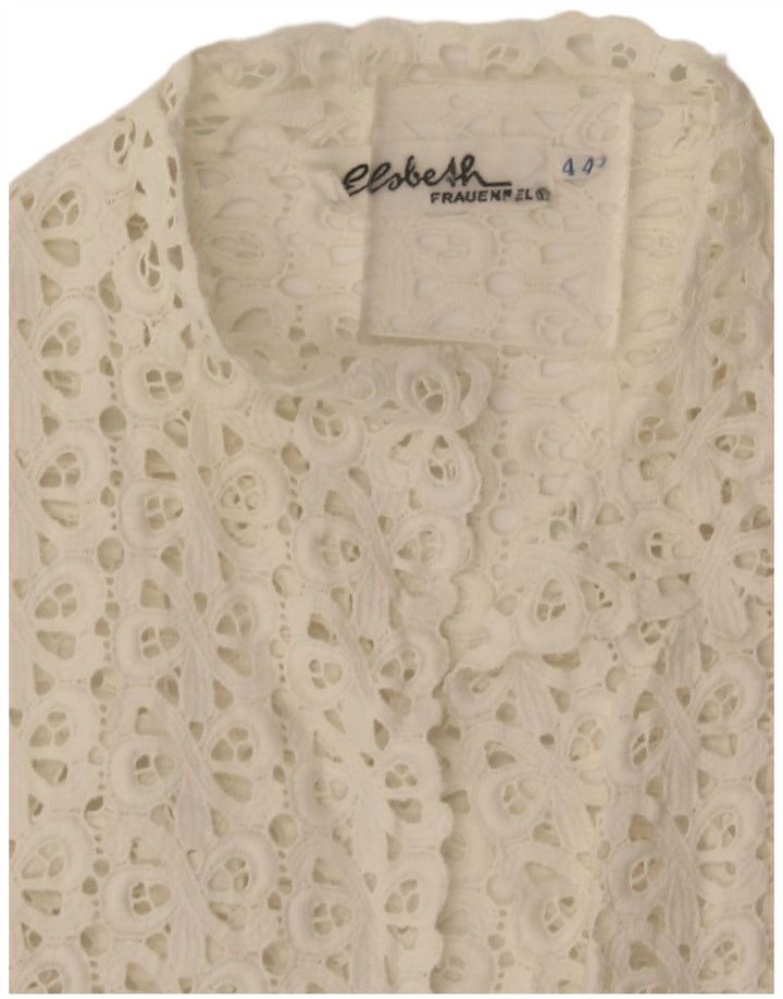 Vintage Womens See Through Short Sleeve Cardigan Top IT 44 Medium White