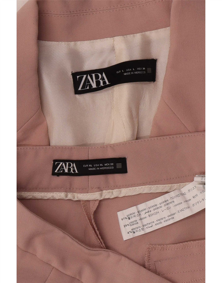 Zara Womens 2 Button 2 Piece Suit UK 16 Large W32 L31 Pink Polyester