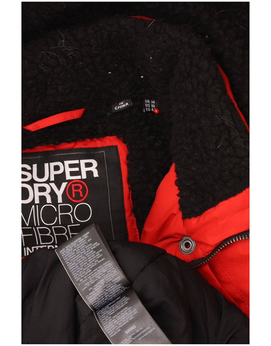 Superdry Womens Hooded Parka Jacket UK 14 Large Red Polyester