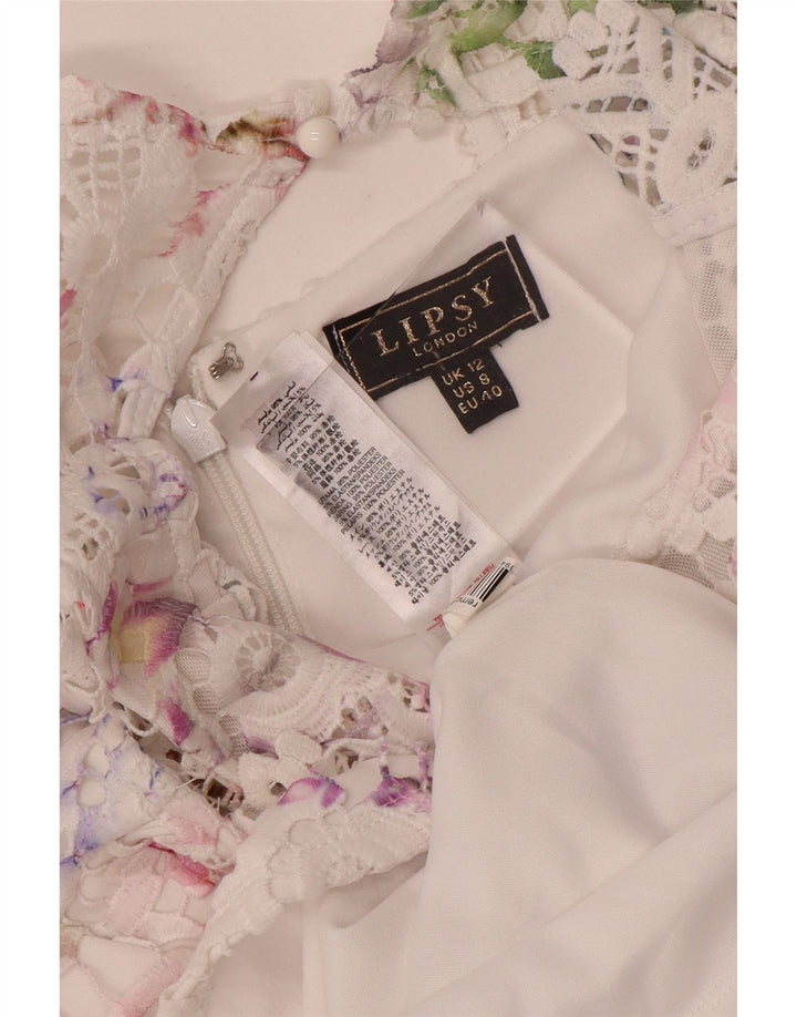 Lipsy Womens Lace Sheath Dress UK 12 Medium White Floral Polyester