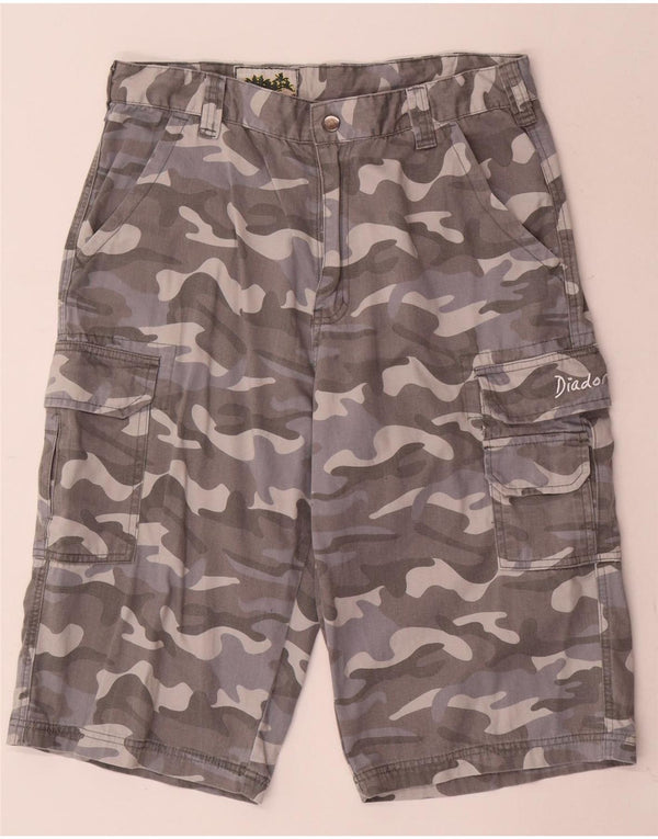 Diadora Mens Cargo Shorts W34 Large Grey Camouflage Cotton