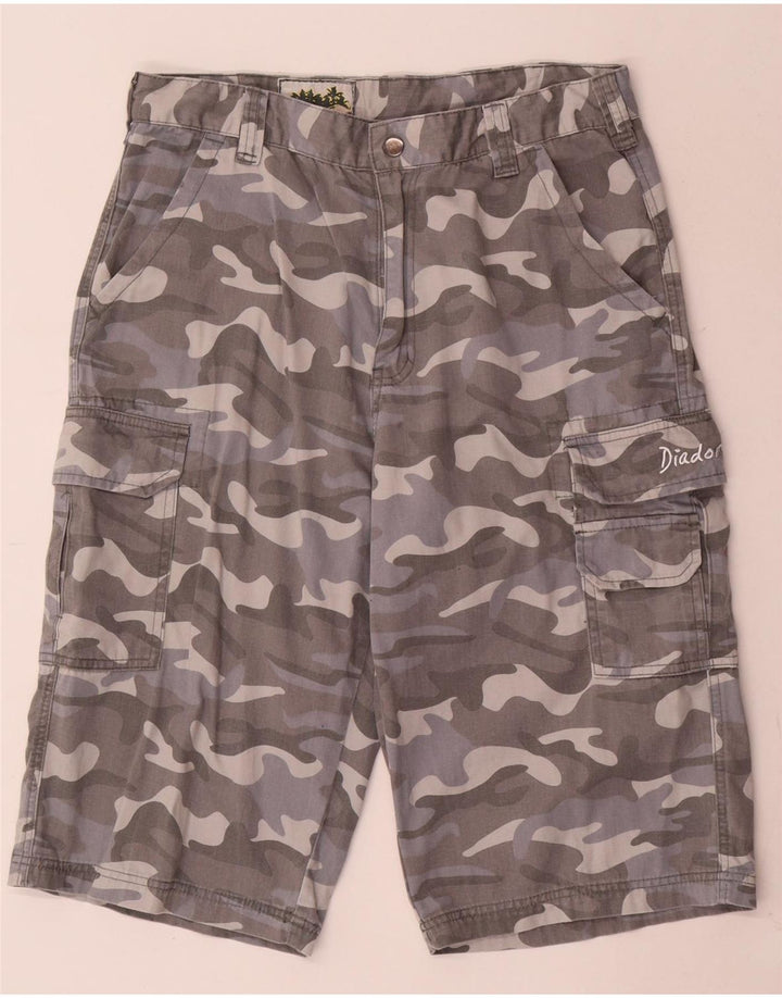 Diadora Mens Cargo Shorts W34 Large Grey Camouflage Cotton
