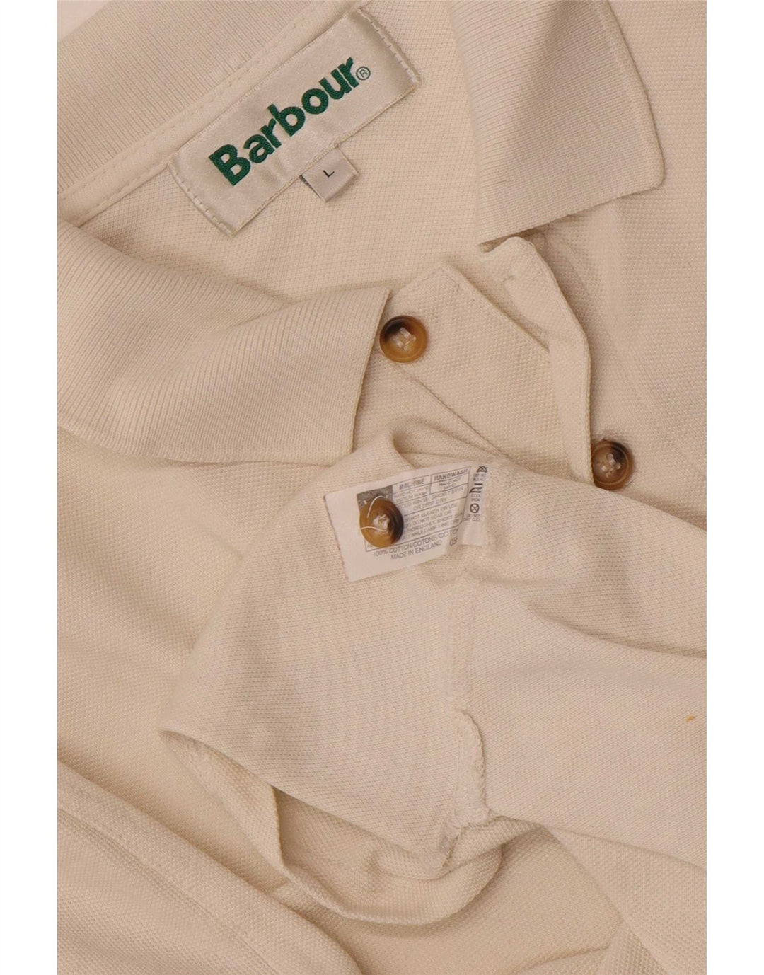 Barbour Mens Polo Shirt Large Off White Cotton