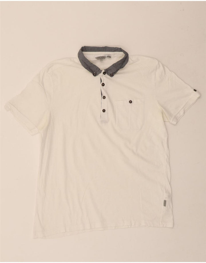 TED BAKER Mens Polo Shirt Size 4 Large White Cotton Vintage Ted Baker and Second-Hand Ted Baker from Messina Hembry 