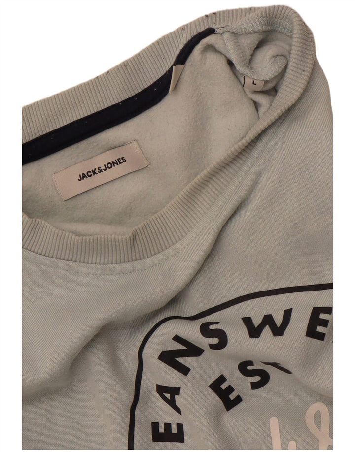 Męski sweter JACK & JONES z grafiką, duży, niebieski