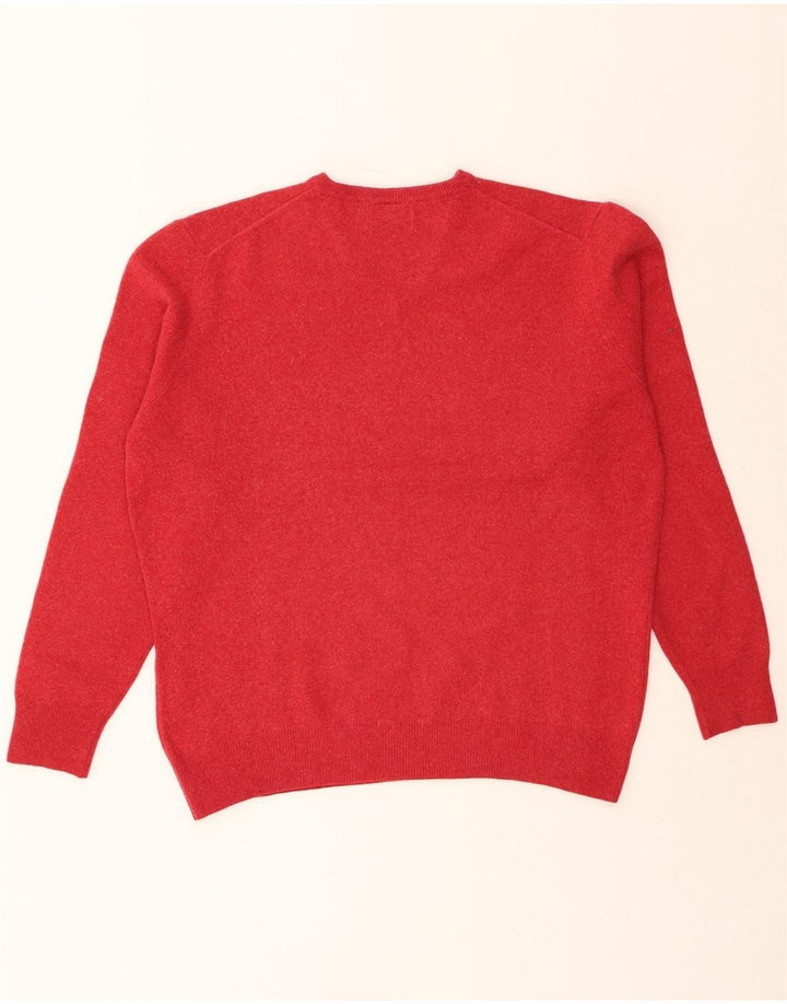 MASSIMO DUTTI Womens V-Neck Jumper Sweater UK 18 XL Red Vintage Massimo Dutti and Second-Hand Massimo Dutti from Messina Hembry 