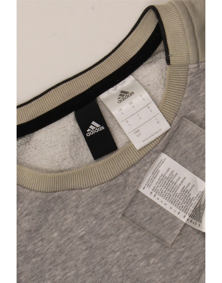 Adidas Mens Sweatshirt Jumper Small Grey Colourblock Cotton