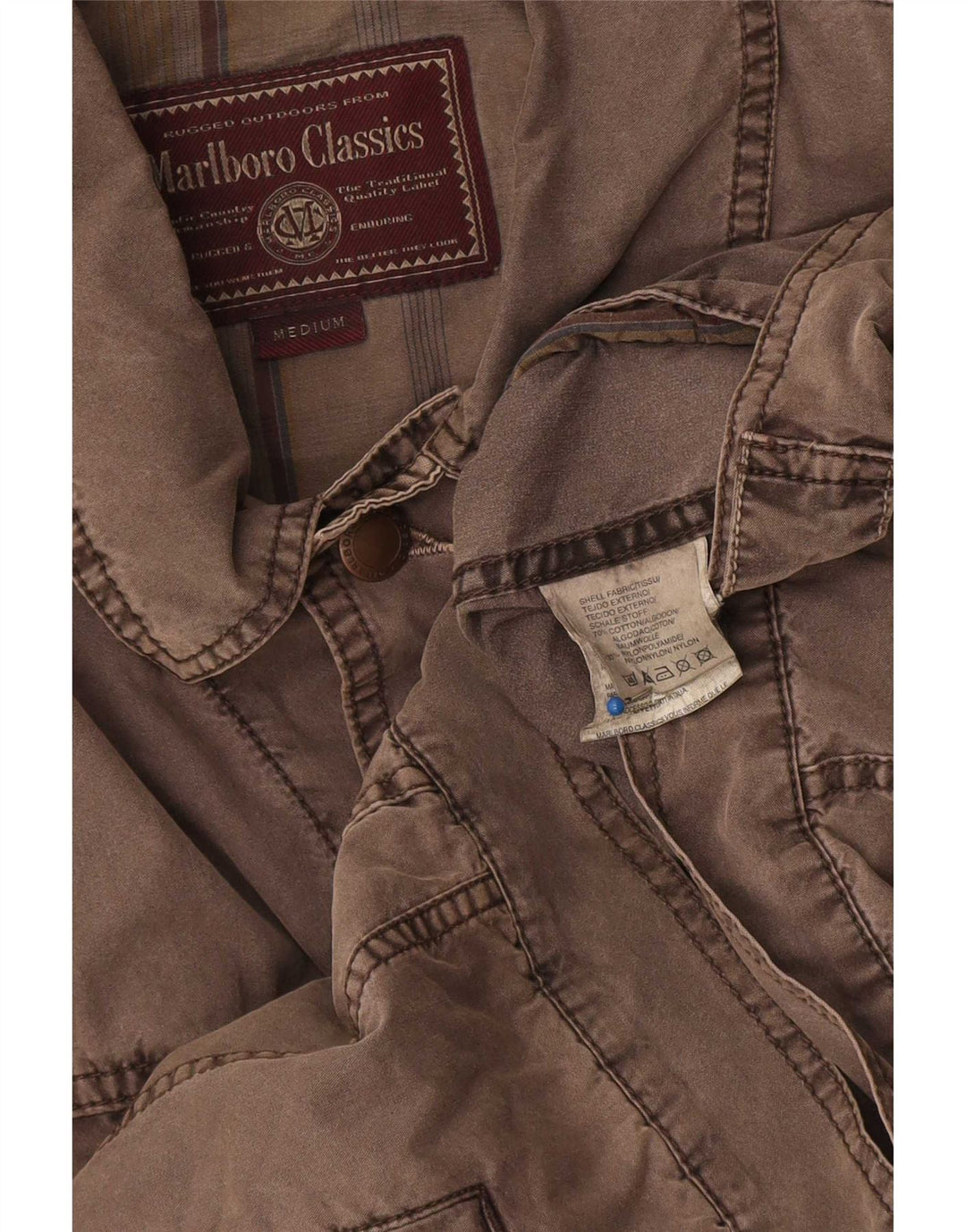Marlboro Classics Mens Bomber Jacket UK 38 Medium Brown Cotton