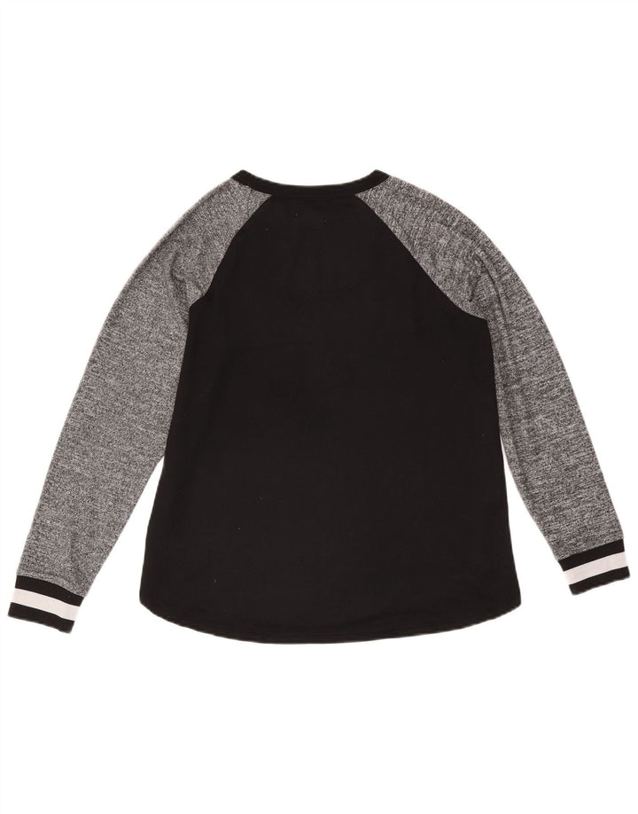 Dkny Womens Grafisk Top Langærmet UK 10 Small Black Colourblock Polyester