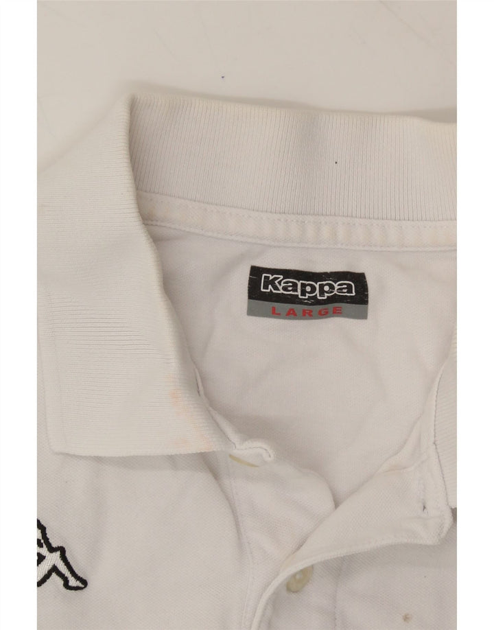 KAPPA Mens Polo Shirt Large White Cotton Vintage Kappa and Second-Hand Kappa from Messina Hembry 