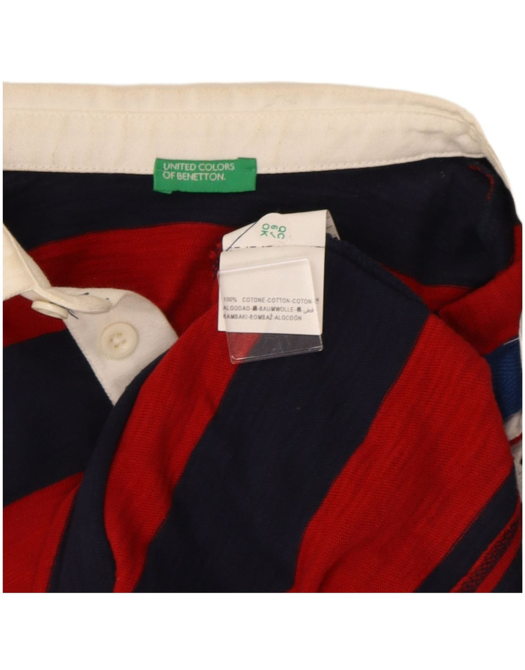Benetton Boys Long Sleeve Regular Polo Shirt 7-8 Years Medium Red Striped
