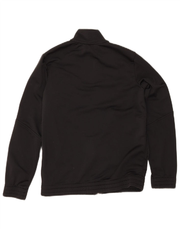 ADIDAS Boys Tracksuit Top Jacket 9-10 Years Black Polyester