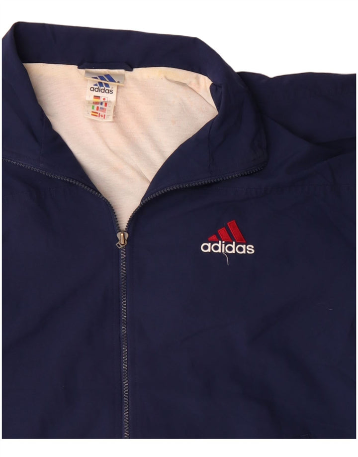 Adidas Herren Trainingsanzug Top Jacke UK 42/44 Large Marineblau Polyester