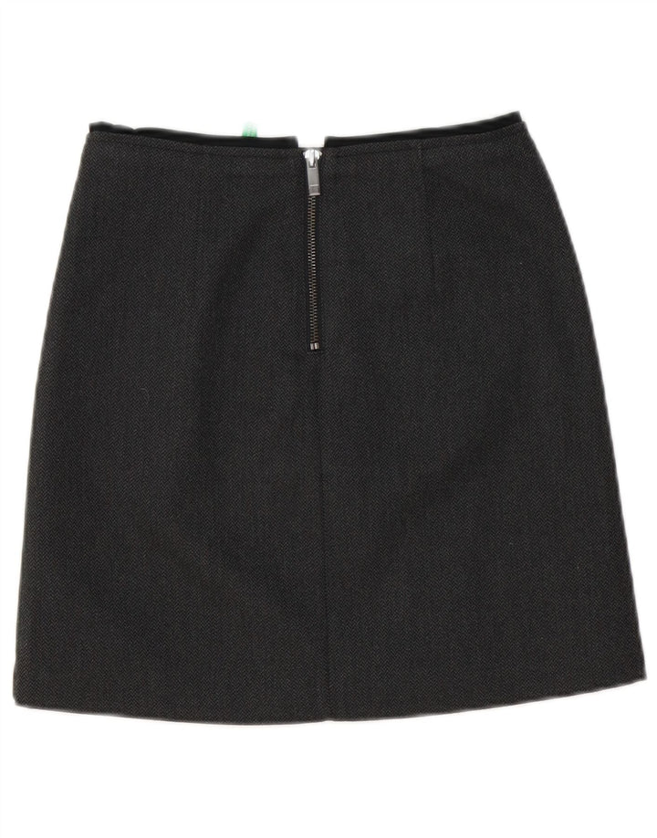Benetton Womens Mini Skirt UK 6 XS W27  Grey Herringbone Polyester