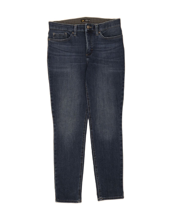 LEE Womens Mid Rise Skinny Slim Jeans US 8 Medium W30 L28 Navy Blue Cotton