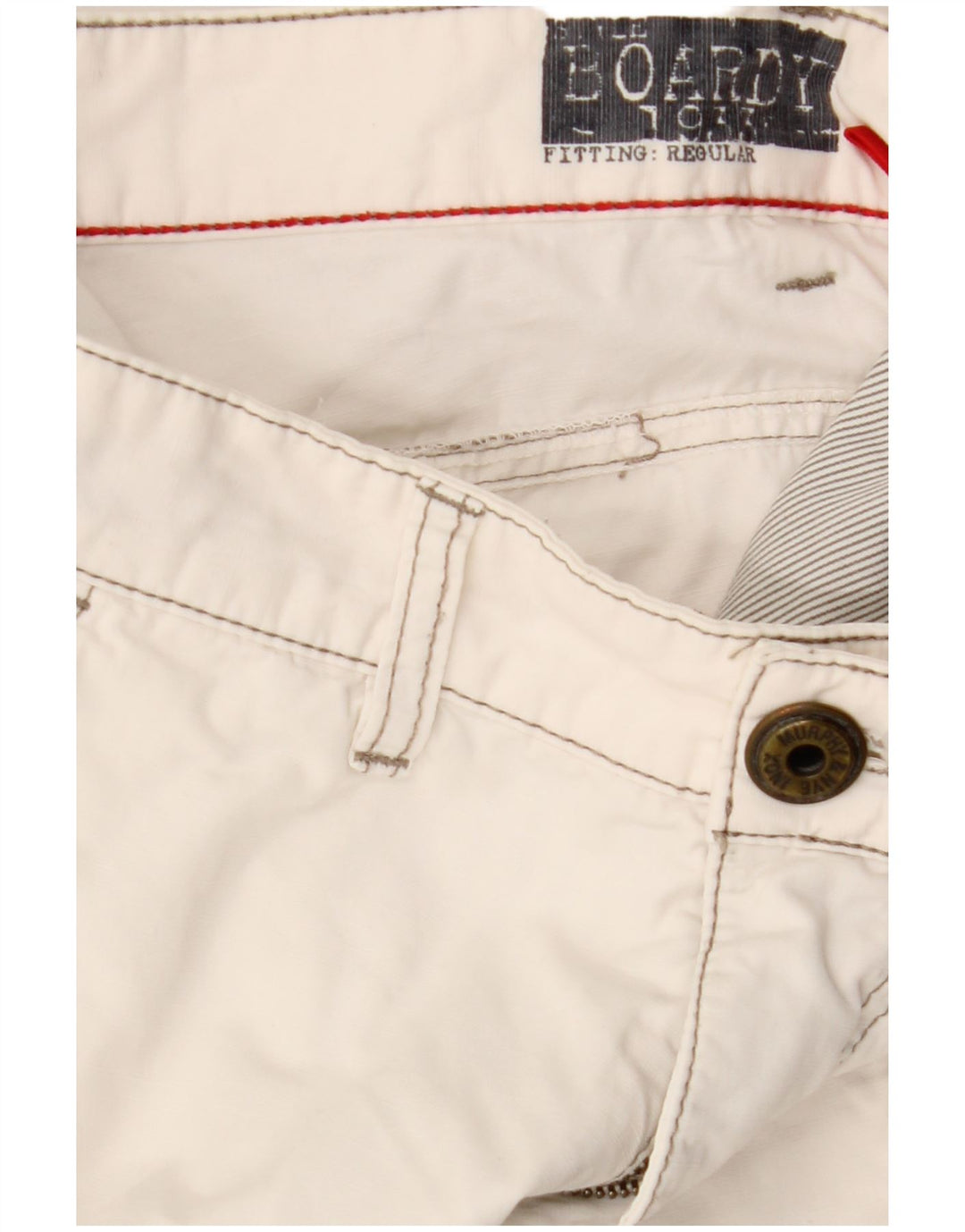 VINTAGE Mens Straight Regular Fit Trousers W34 L32 Off White