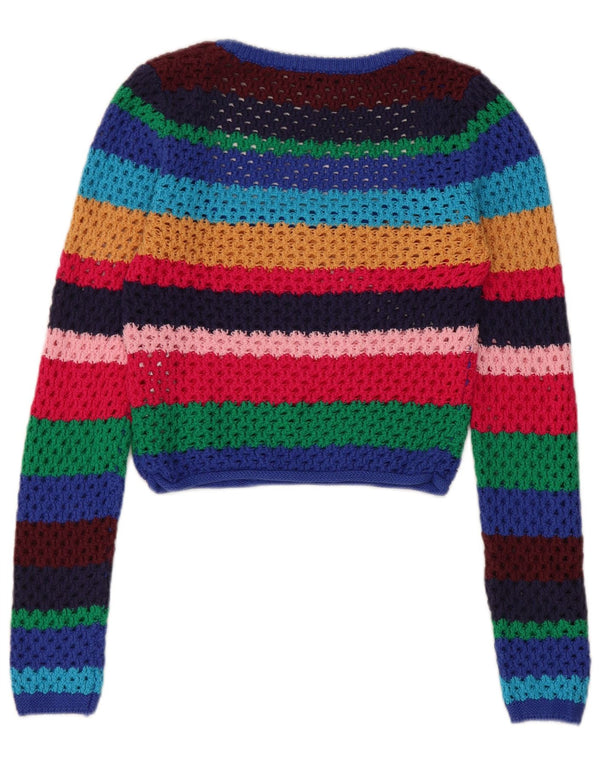 Zara Womens Boat Neck Jumper Sweater UK 12 Medium Multicoloured Striped