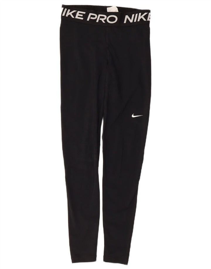 Nike Dame Grafiske Leggings UK 8 Small Black Polyester