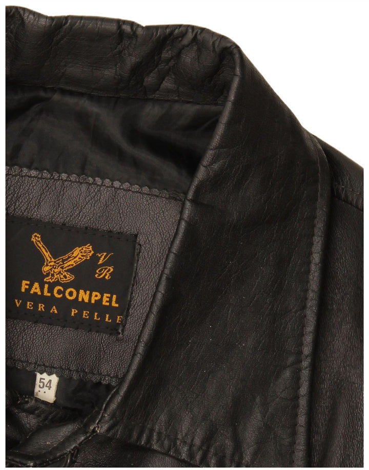 Męska kurtka skórzana Falconpel IT 54 2XL Czarna skóra