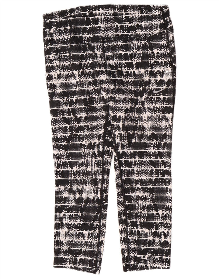 Nike Dame Capri Leggings UK 12 Medium Sort Geometrisk Polyester