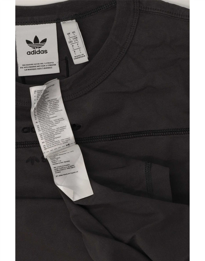 Adidas Mens T-Shirt Top Large Grey Cotton