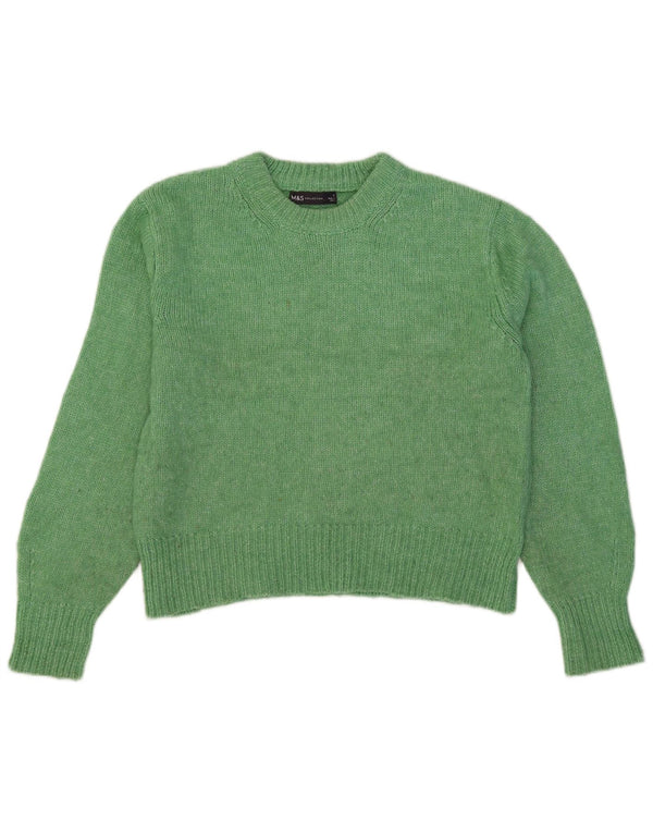 Maglione maglione girocollo corto da donna Marks & Spencer UK 10 piccolo verde