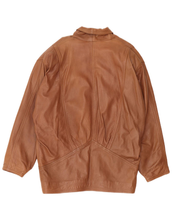 Vintage oversize læderjakke til kvinder UK 18 XL brunt læder
