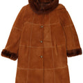 Vintage Dame Shearling Coat IT 46 Stor brunt læder