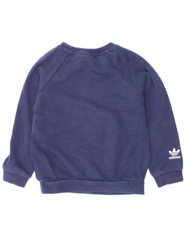 Adidas drenge grafisk sweatshirt trøje 3-4 år marineblå bomuld