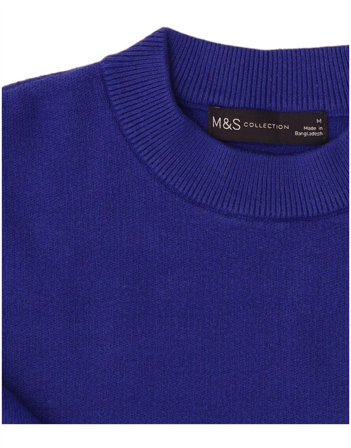 MARKS & SPENCER Womens Crew Neck Jumper Sweater UK 14 Medium Blue Viscose
