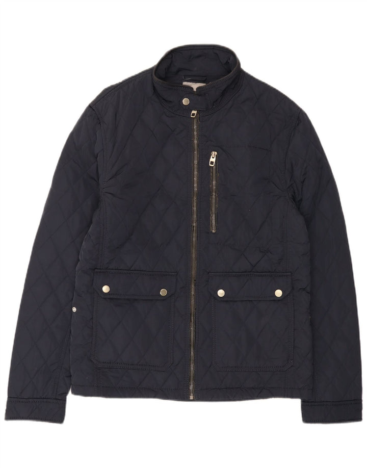 Giacca trapuntata da uomo Zara UK 40 grande in poliestere blu navy