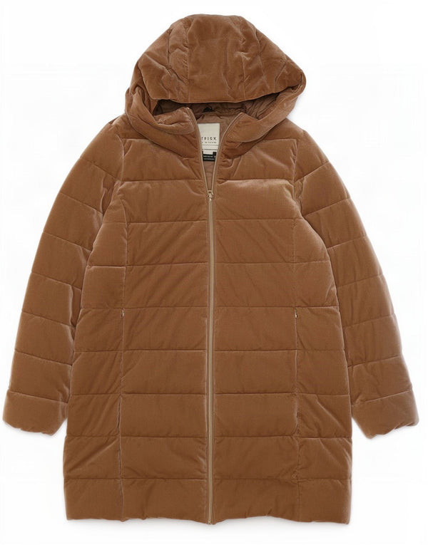 Cappotto imbottito con cappuccio Geox da donna Respira UK 16 grande poliestere marrone