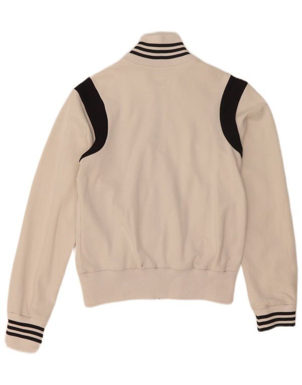 Adidas Womens Graphic Tracksuit Top Jacket UK 10 Small White Colourblock