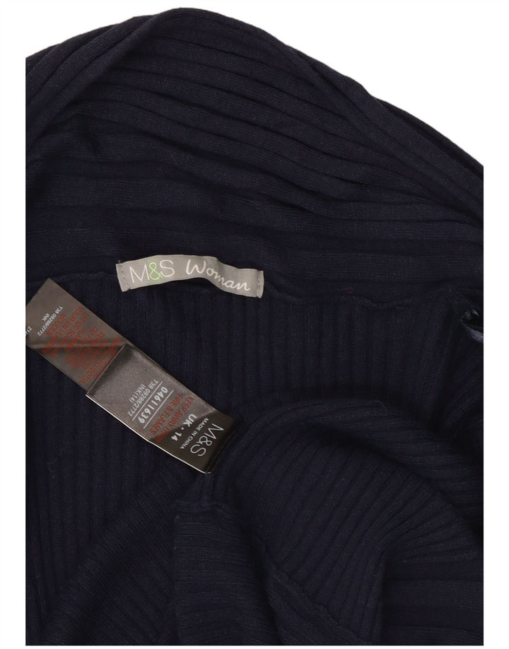 Marks & Spencer Womens Longline Cardigan Sweater UK 14 Medium Navy Blue