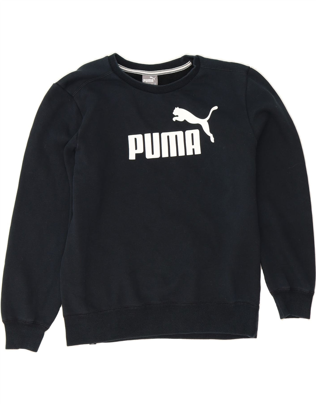 PUMA Mens Graphic Sweatshirt Jumper Small Black Cotton Vintage Puma and Second-Hand Puma from Messina Hembry 