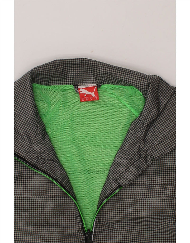 PUMA Boys Rain Jacket 5-6 Years Grey Check Polyester Vintage Puma and Second-Hand Puma from Messina Hembry 