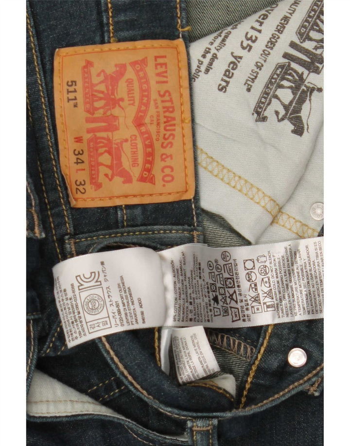 Levi's Mens 511 Slim Jeans W34 L32 Blue Cotton