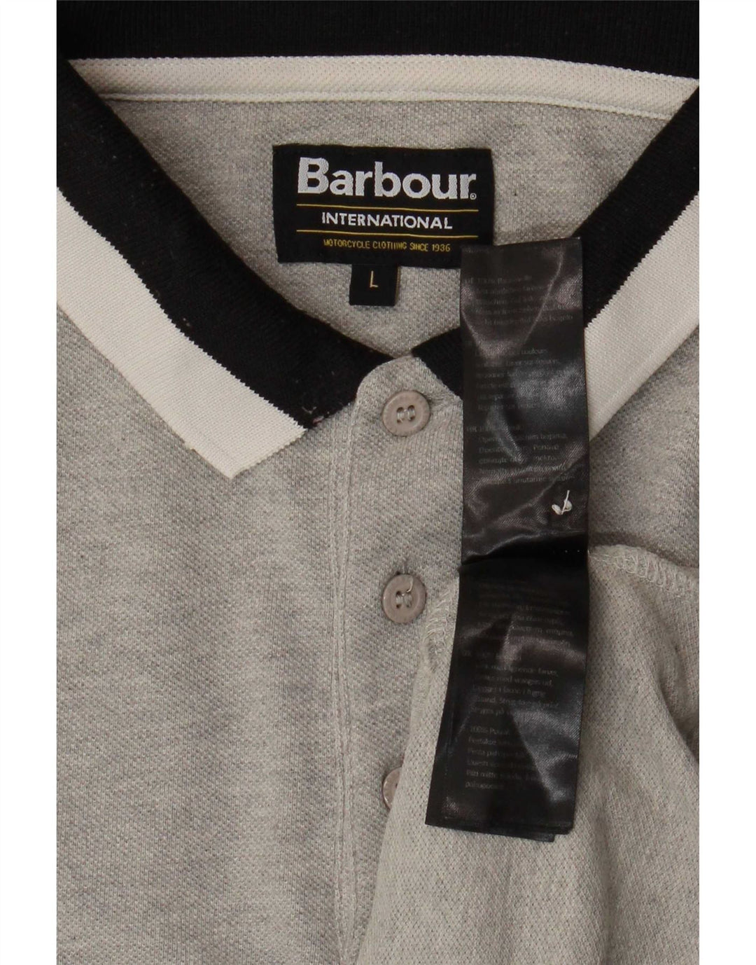 Barbour Mens Polo Shirt Large Grey Colourblock Cotton