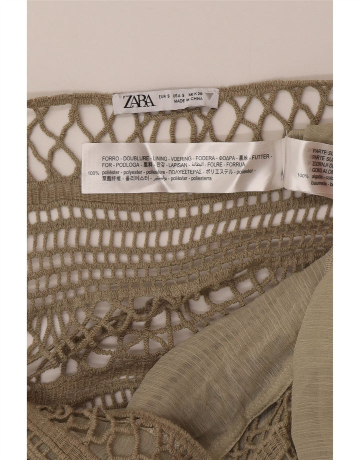 Zara Womens Maxi Sundress UK 8 Small Khaki Polyester