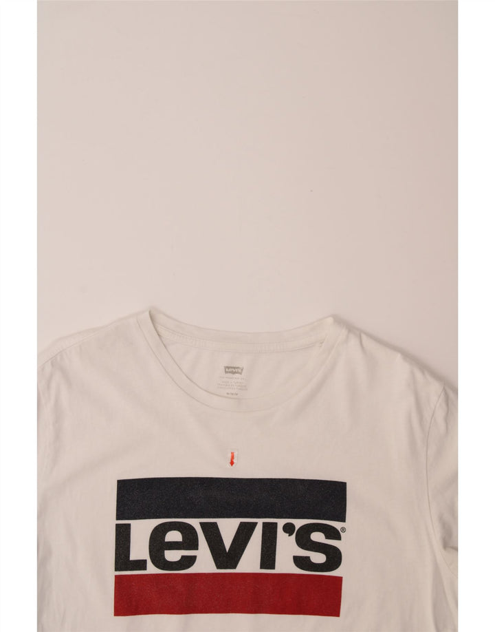 LEVI'S Mens Graphic T-Shirt Top Medium White Cotton Vintage Levi's and Second-Hand Levi's from Messina Hembry 