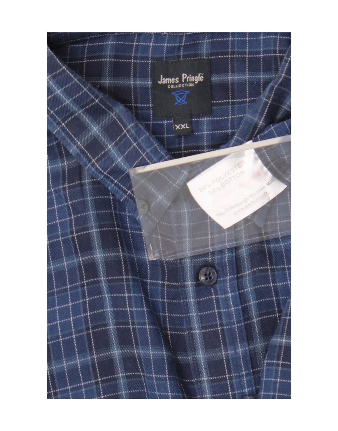 Camisa masculina James Pringle 2XL poliéster xadrez azul marinho
