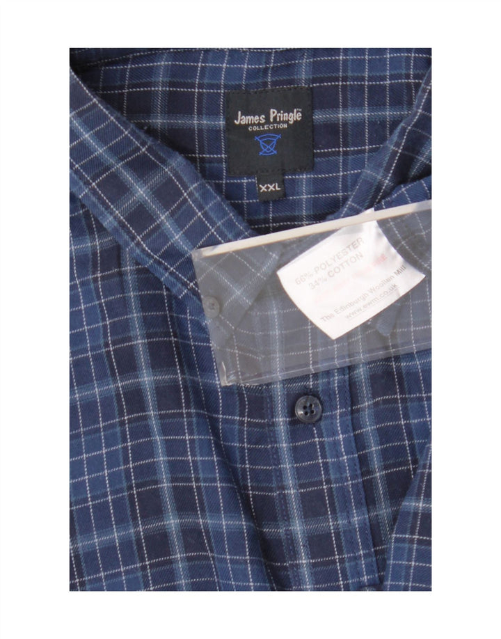 Camisa masculina James Pringle 2XL poliéster xadrez azul marinho