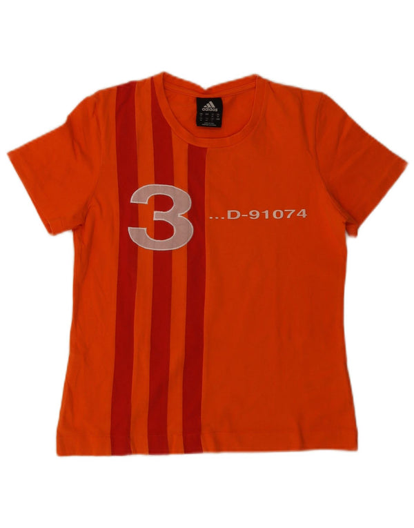 T-shirt grafica da donna Adidas Top UK 12 cotone a righe arancione medio
